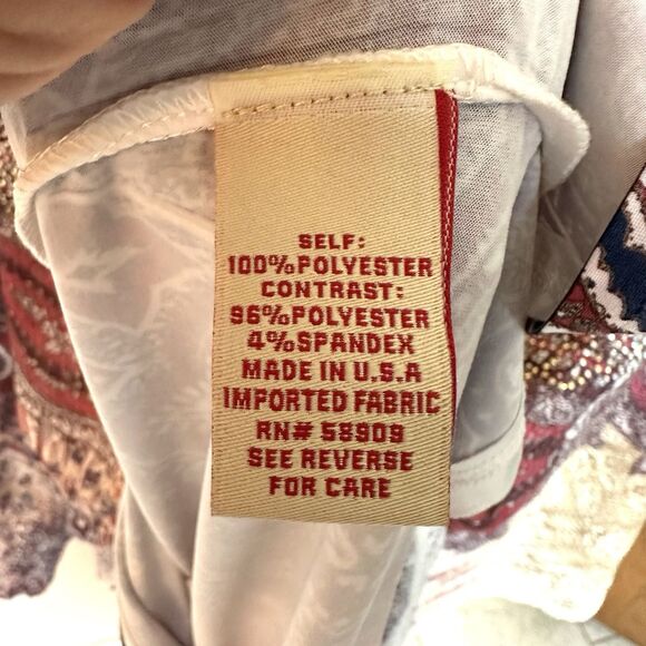 Reba Top Attached Poncho Large Western Boho Rhinestone Stretchy Made in USA - Picture 5 of 8